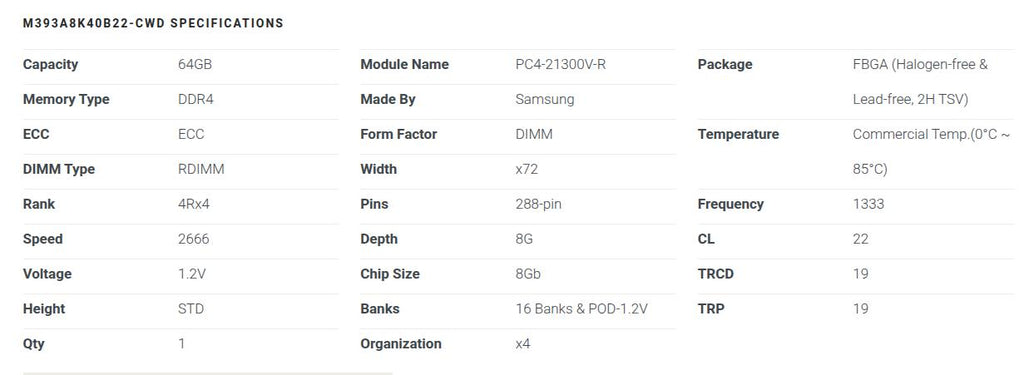 Samsung 64GB 2666MT RDIMM