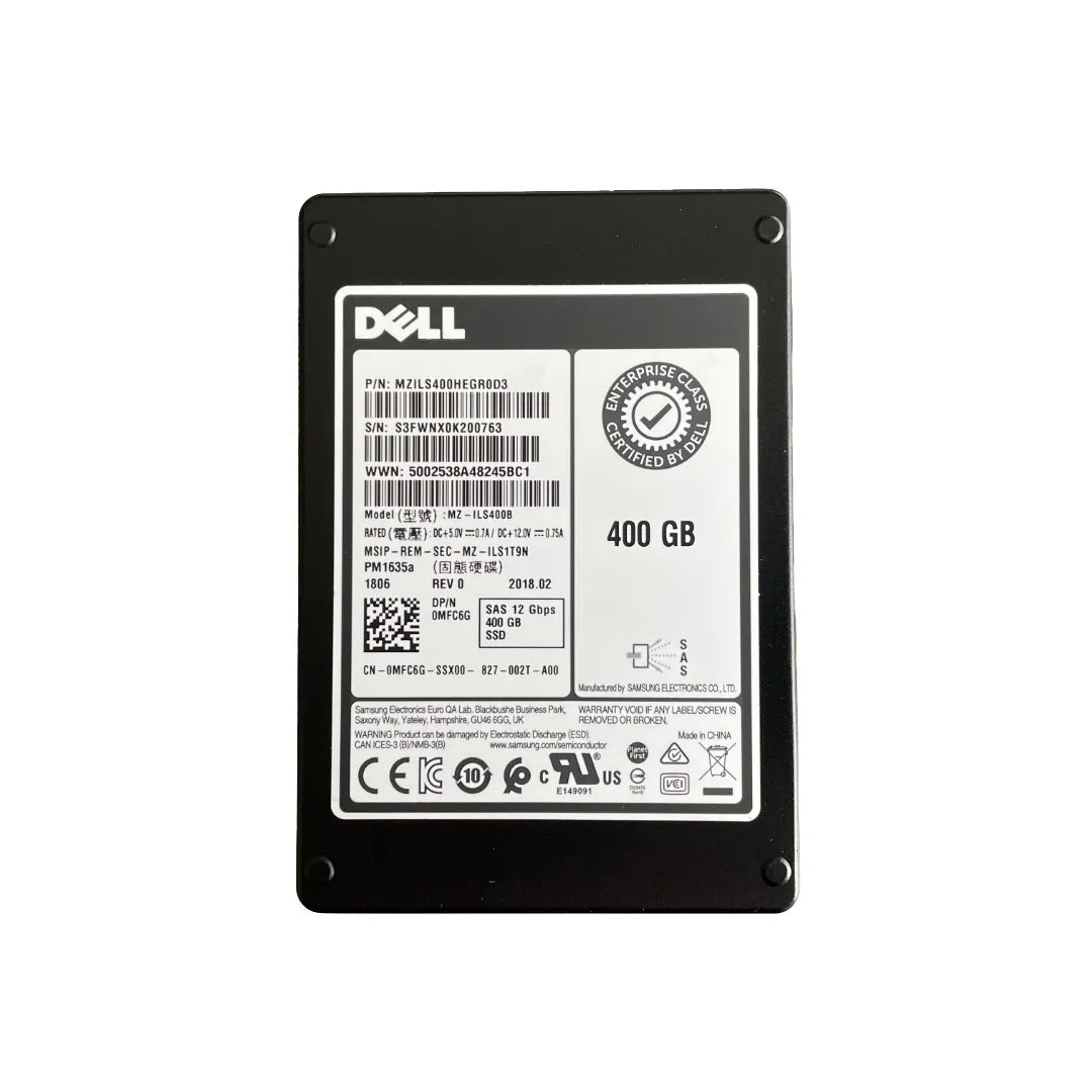Dell MFC6G 400GB SAS SSD, Samsung PM1635a MZILS400HEGR0D3