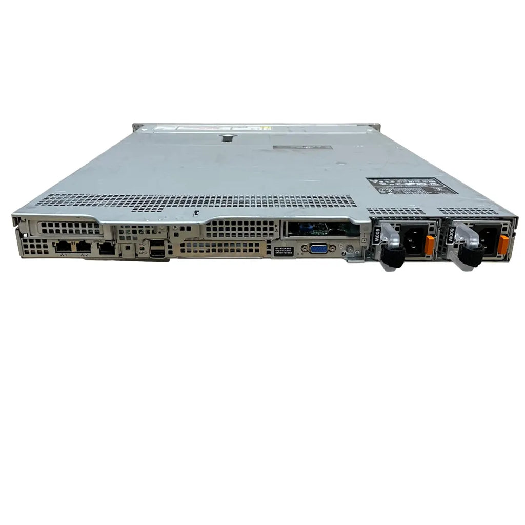 Dell R450 tagapaneel: iDRAC, 2x 1GbE ja 2x 800W toiteplokk